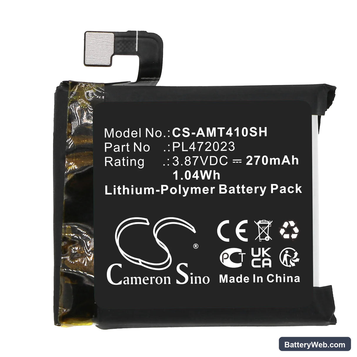 Amazfit GTS 4 Mini Replacement Battery, 3.87V, 270mAh, Li-Polymer 3