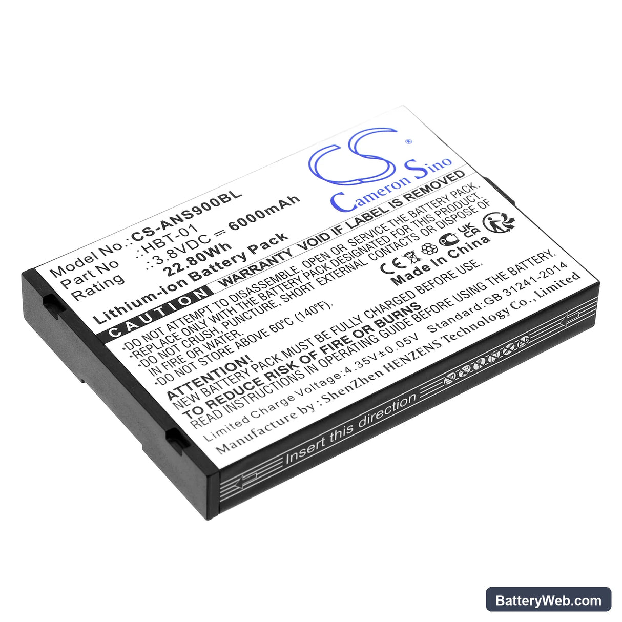 Aisino A90 Replacement Battery, 3.8V, 6000mAh, Li-ion 1