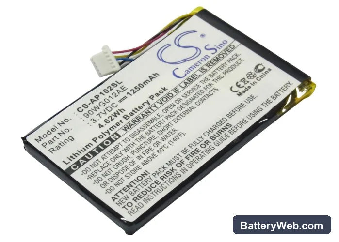 Asus S102 Replacement Battery, 3.7V, 1250mAh, Li-Polymer 2