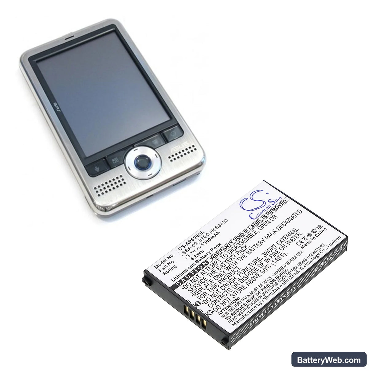Asus MyPal A686 Replacement Battery, 3.7V, 1300mAh, Li-ion 4