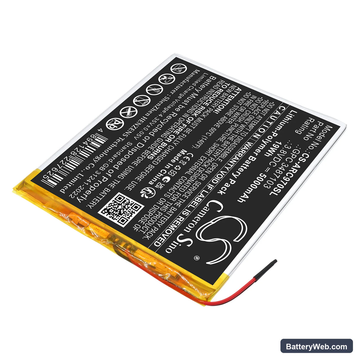 Archos AC97CPL Replacement Battery, 3.8V, 5000mAh, Li-Polymer 2