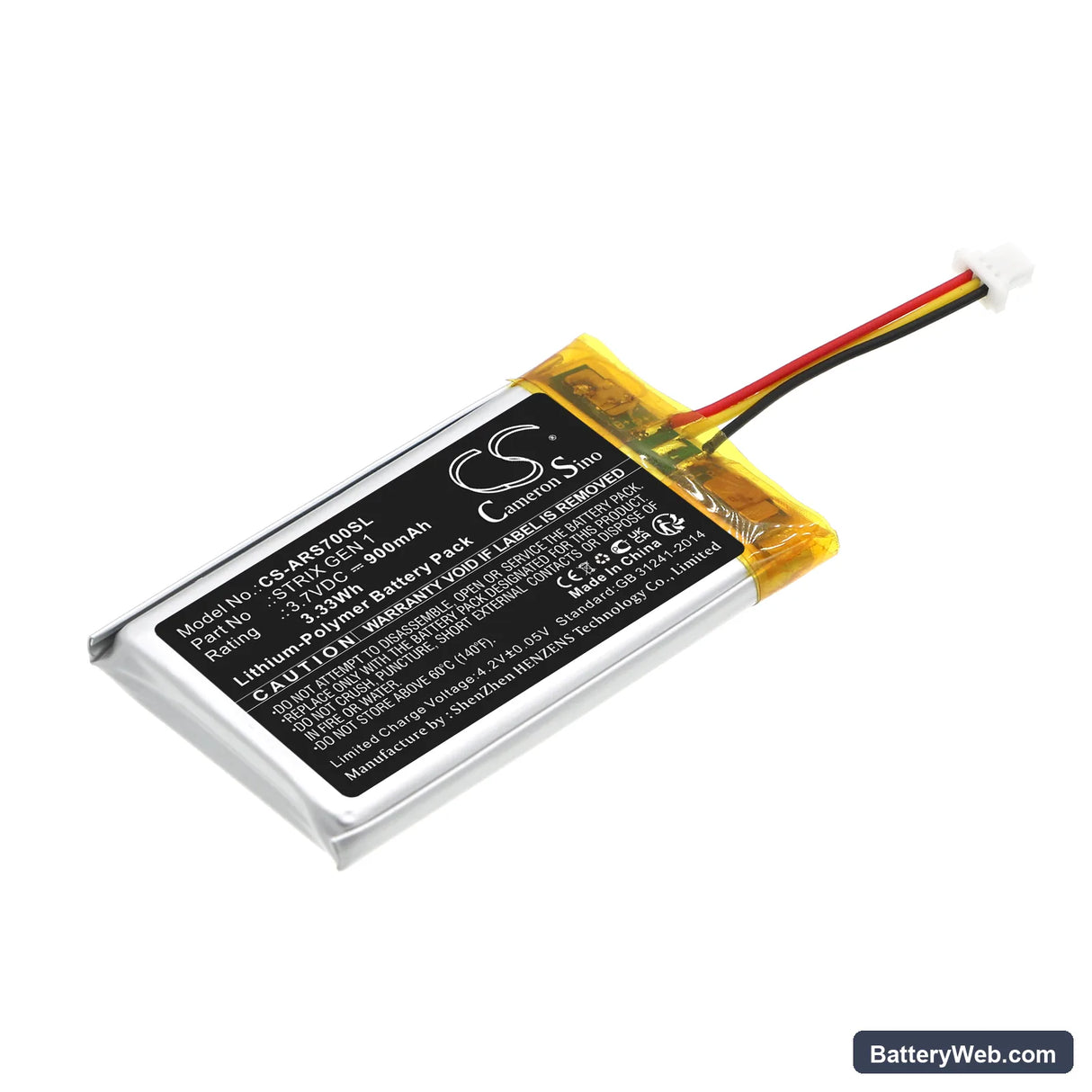 Asus Rog Strix Fusion 700 Replacement Battery, 3.7V, 900mAh, Li-Polymer 1