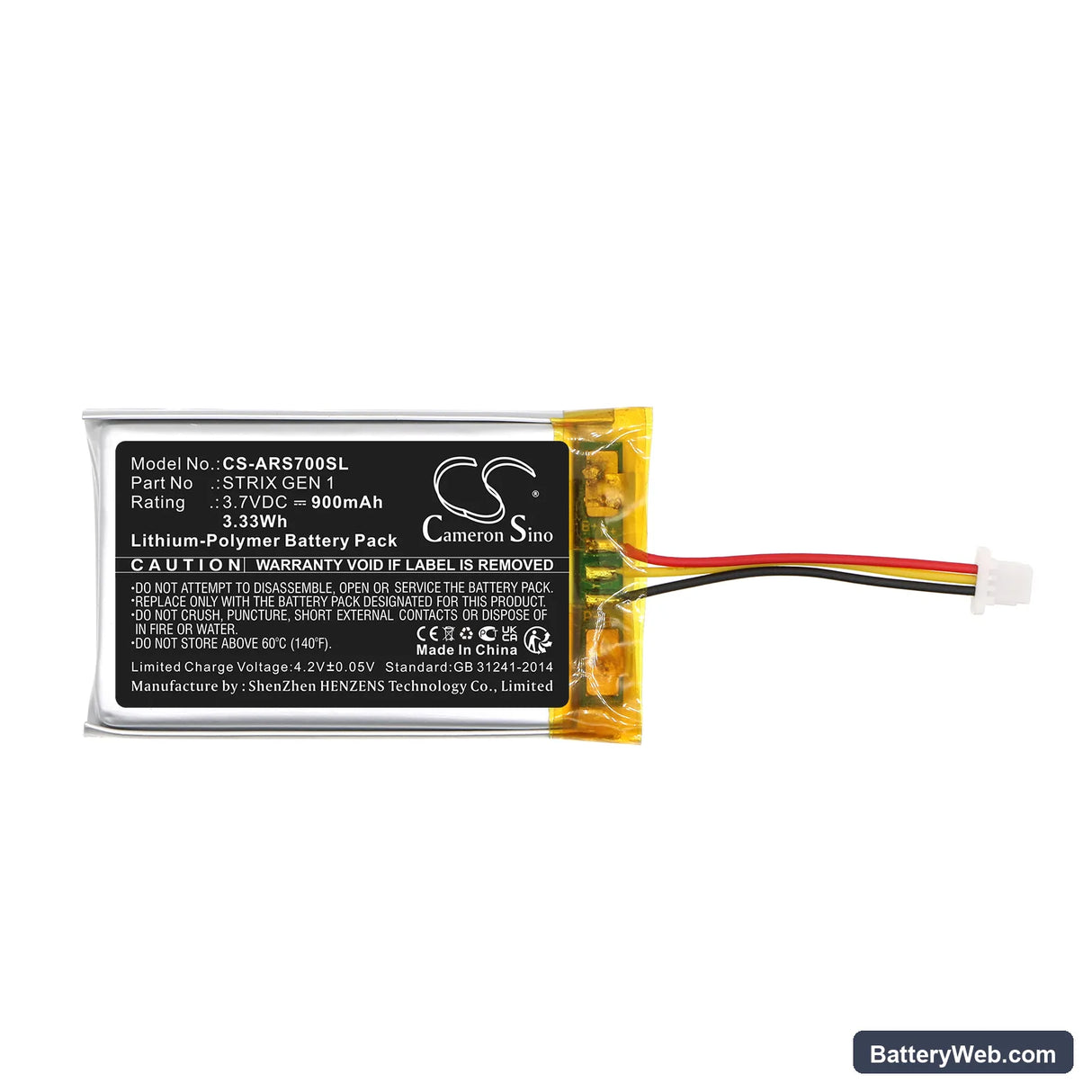 Asus Rog Strix Fusion 700 Replacement Battery, 3.7V, 900mAh, Li-Polymer 3