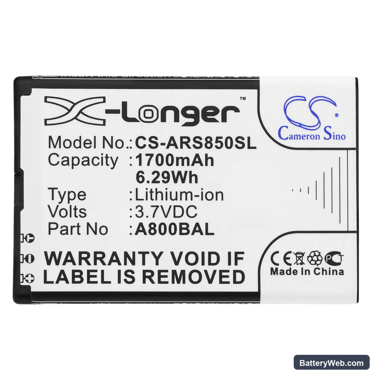 CPA HALO X Replacement Battery, 3.7V, 1700mAh, Li-ion 5