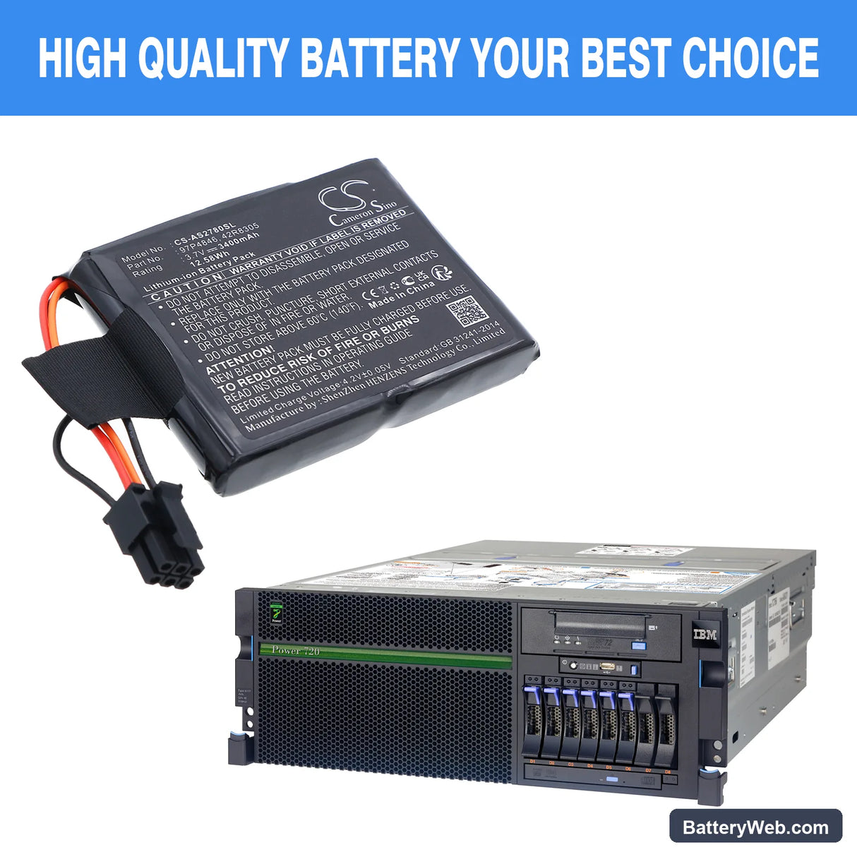 IBM 2780 Replacement Battery, 3.7V, 3400mAh, Li-ion 6