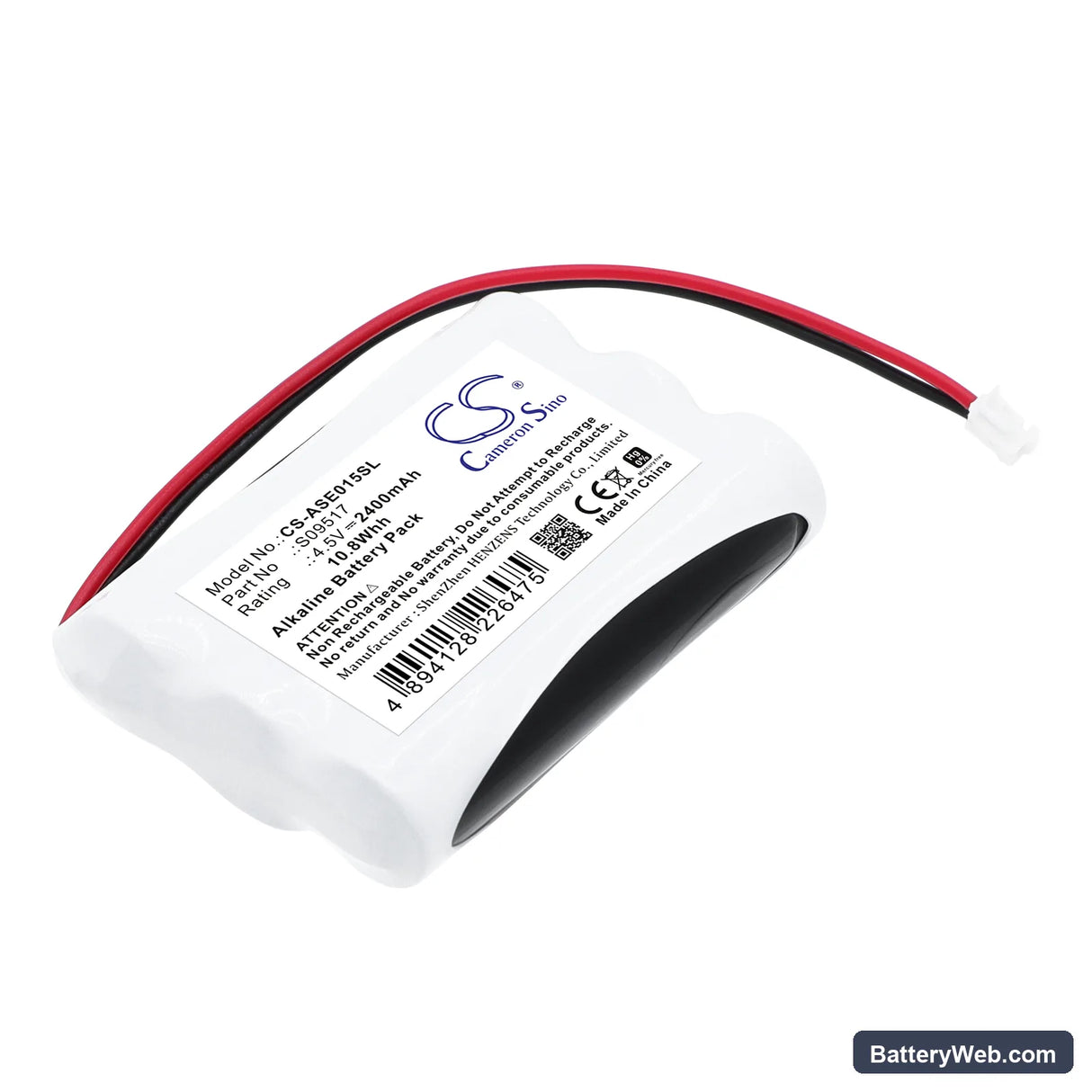 Assa Abloy EG.086 Replacement Battery, 4.5V, 2400mAh, Alkaline 1