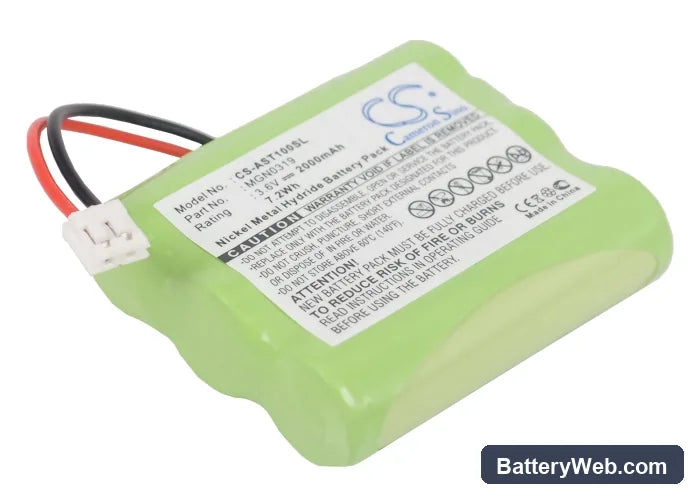 Ascom EFT20-S Replacement Battery, 3.6V, 2000mAh, Ni-MH 1