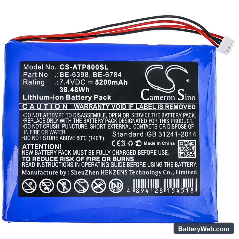 Aetep AT800 Replacement Battery, 7.4V, 5200mAh, Li-ion 3
