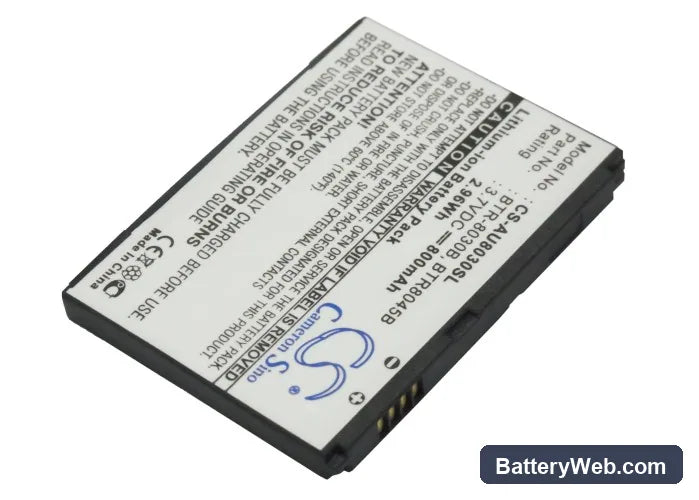 AudioVox PCD TXT8030 Replacement Battery, 3.7V, 800mAh, Li-ion 2