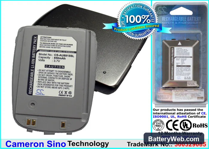 AudioVox CDM-8915 Replacement Battery, 3.7V, 850mAh, Li-ion 1