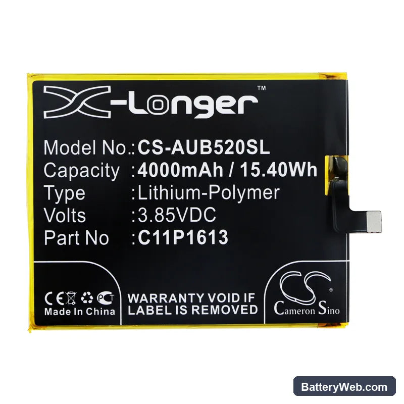 Asus ZenFone 4 Selfie Lite Replacement Battery, 3.85V, 4000mAh, Li-Polymer 3