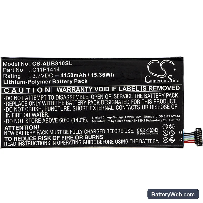 Asus ZenPad 8.0 Power Case Replacement Battery, 3.7V, 4150mAh, Li-Polymer 3