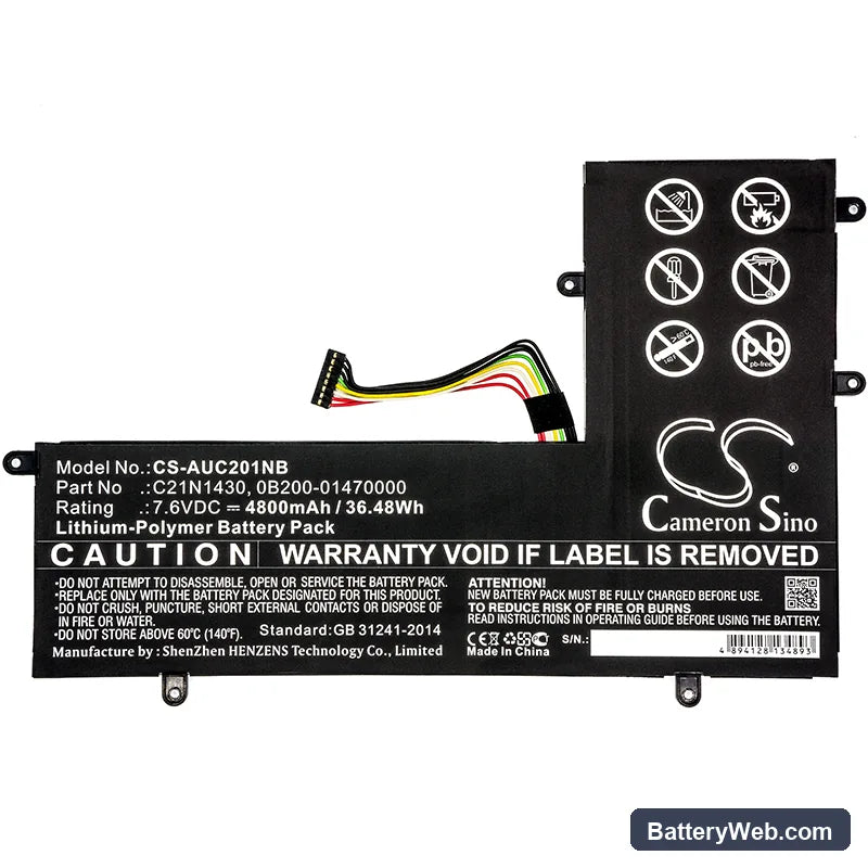 Asus Eee Book C201PA Replacement Battery, 7.6V, 4800mAh, Li-Polymer 3