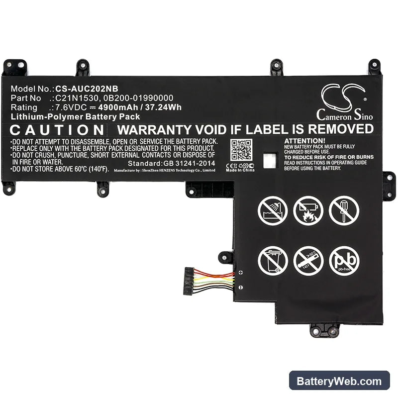 Asus Chromebook C202 Replacement Battery, 7.6V, 4900mAh, Li-Polymer 3