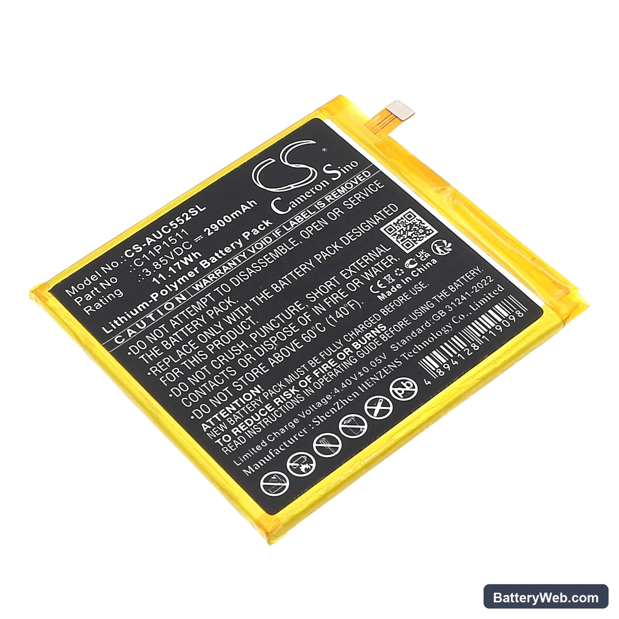 Asus ZenFone 3 Replacement Battery, 3.85V, 2900mAh, Li-Polymer 1