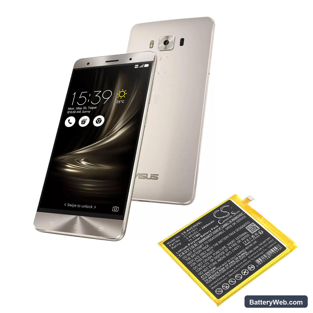 Asus ZenFone 3 Replacement Battery, 3.85V, 2900mAh, Li-Polymer 5