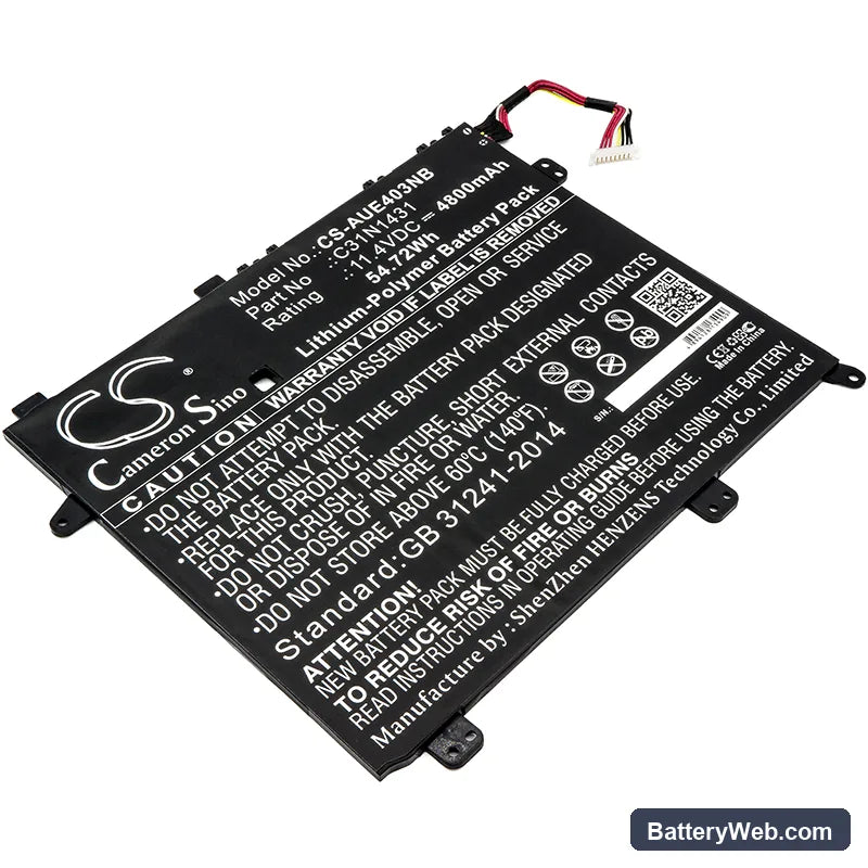 Asus Eee Book E403SA Replacement Battery, 11.4V, 4800mAh, Li-Polymer 1