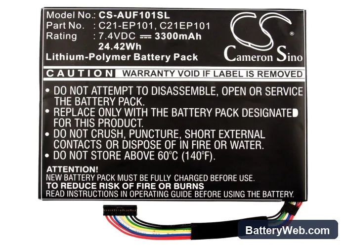 Asus Eee Transformer TF101 Replacement Battery, 7.4V, 3300mAh, Li-Polymer 5