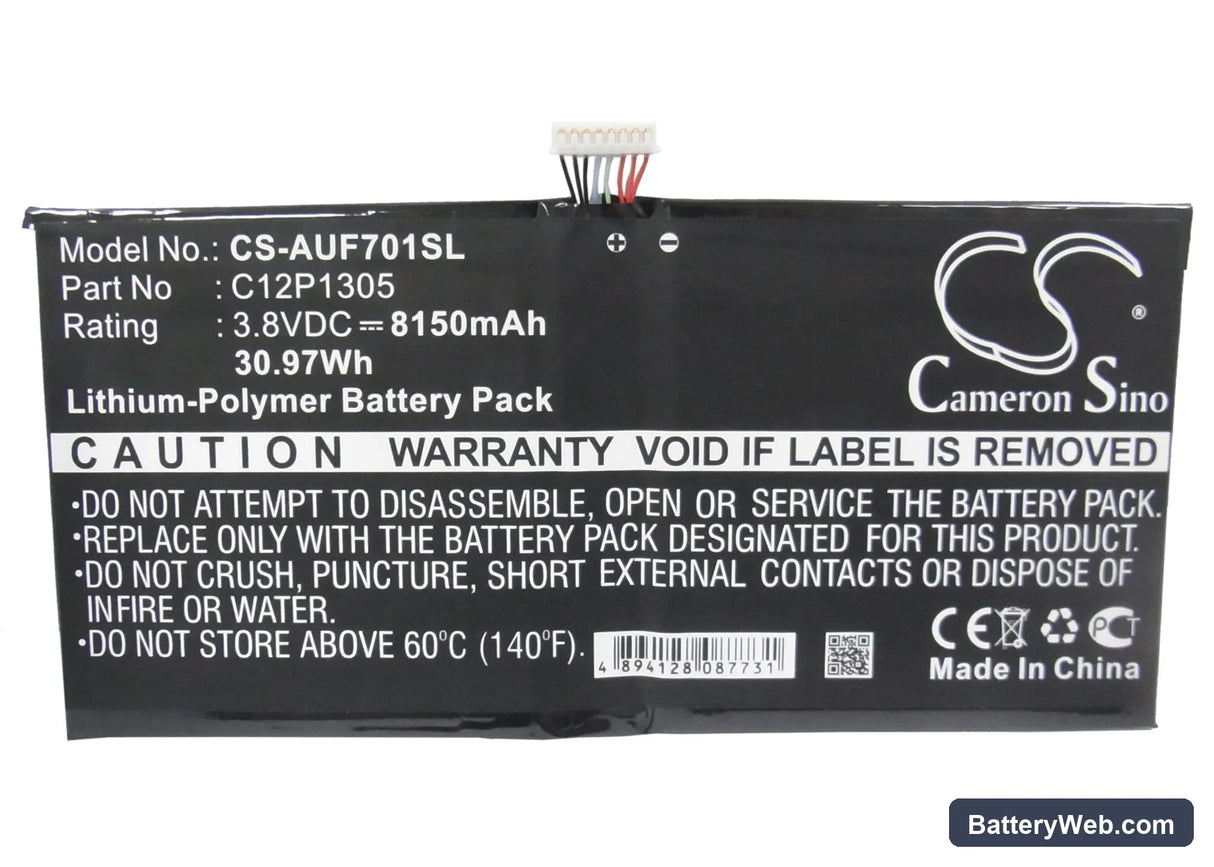 Asus Transformer TF701T Replacement Battery, 3.8V, 8150mAh, Li-Polymer 5