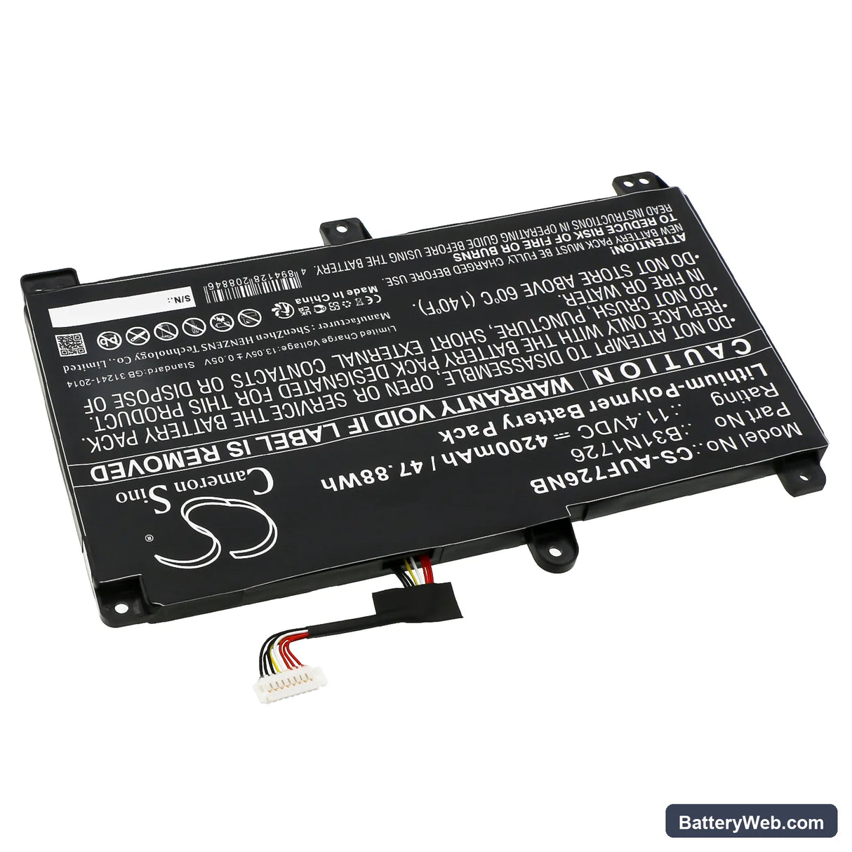 Asus FX504 Replacement Battery, 11.4V, 4200mAh, Li-Polymer 2