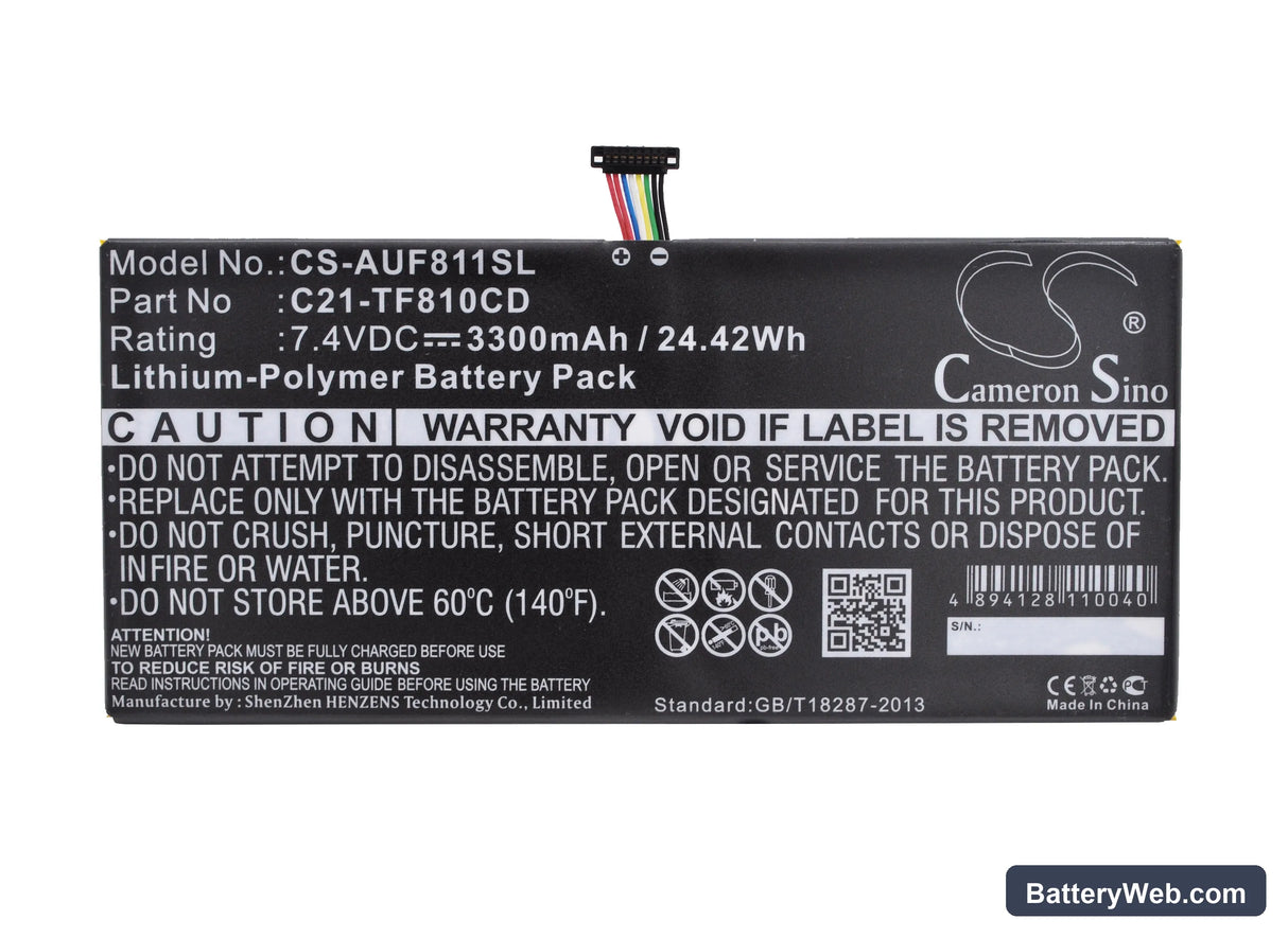 Asus VivoTab TF810CD Replacement Battery, 7.4V, 3300mAh, Li-Polymer 5
