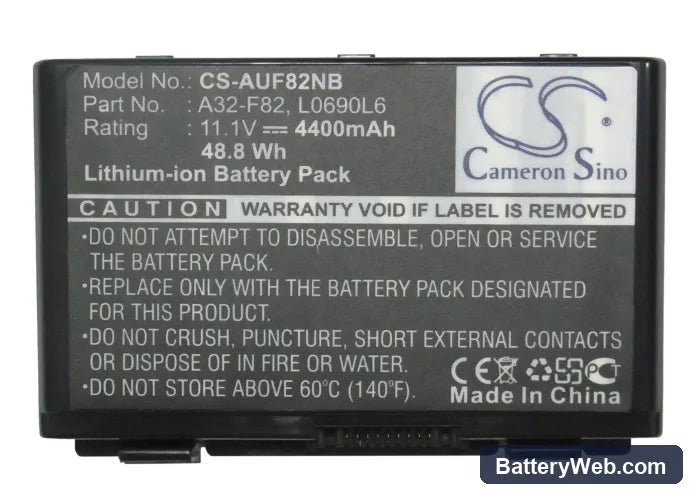 Asus F52 Replacement Battery, 11.1V, 4400mAh, Li-ion 5