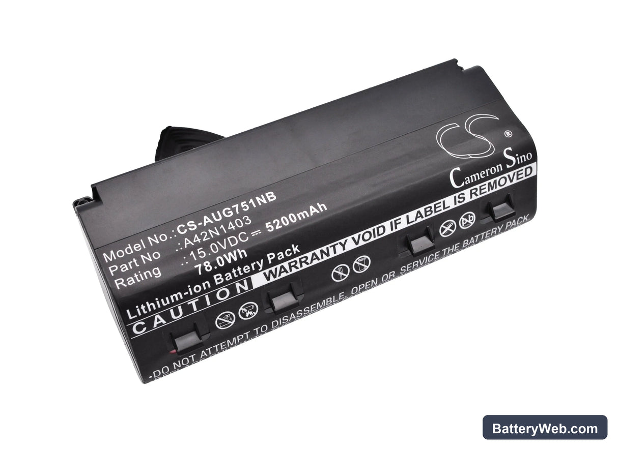 Asus G751J Replacement Battery, 15V, 5200mAh, Li-ion 1