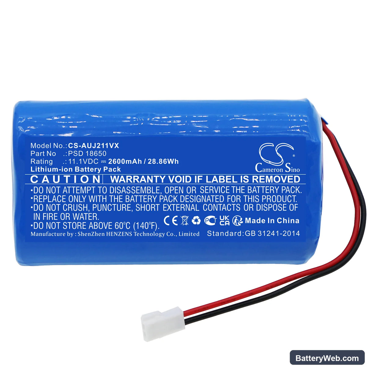 Aquajack 211 Pool Cleaner Replacement Battery, 11.1V, 2600mAh, Li-ion 3
