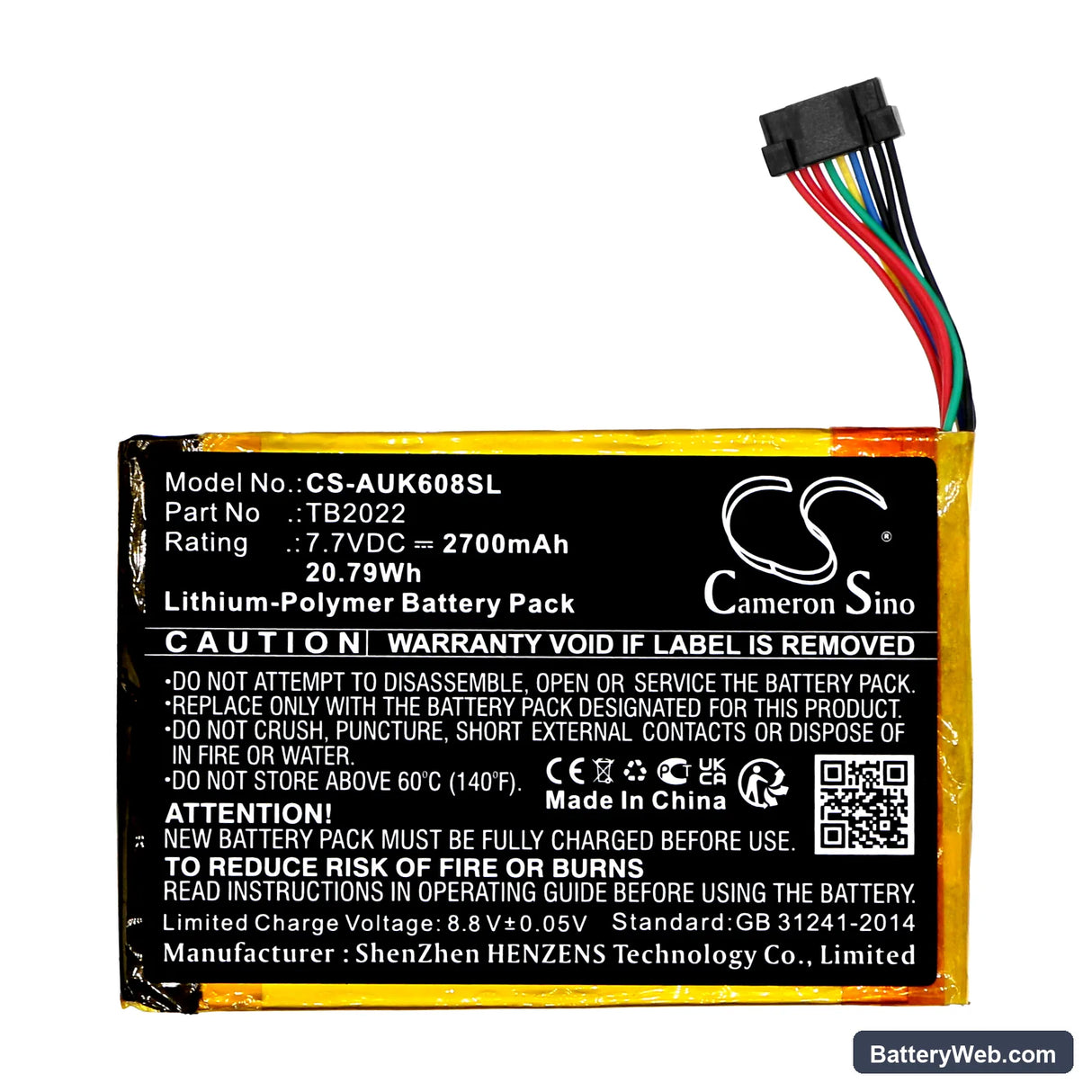 Autel MaxiBAS BT608 Replacement Battery, 7.7V, 2700mAh, Li-Polymer 3