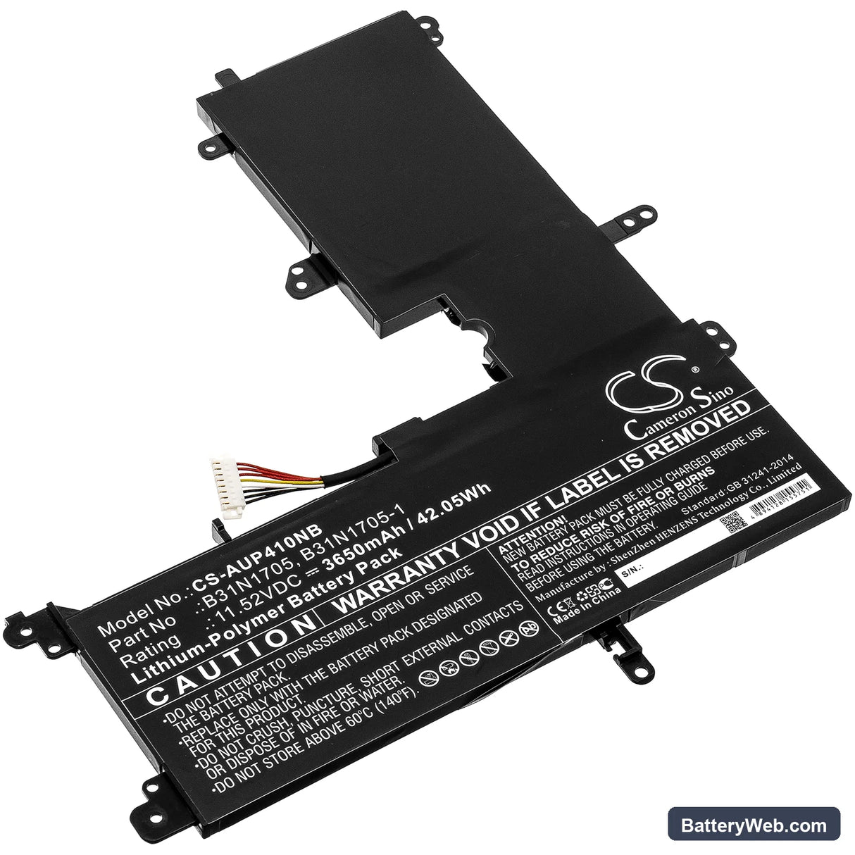 Asus VivoBook Flip 14 TP410UA-EC229T Replacement Battery, 11.52V, 3650mAh, Li-Polymer 1