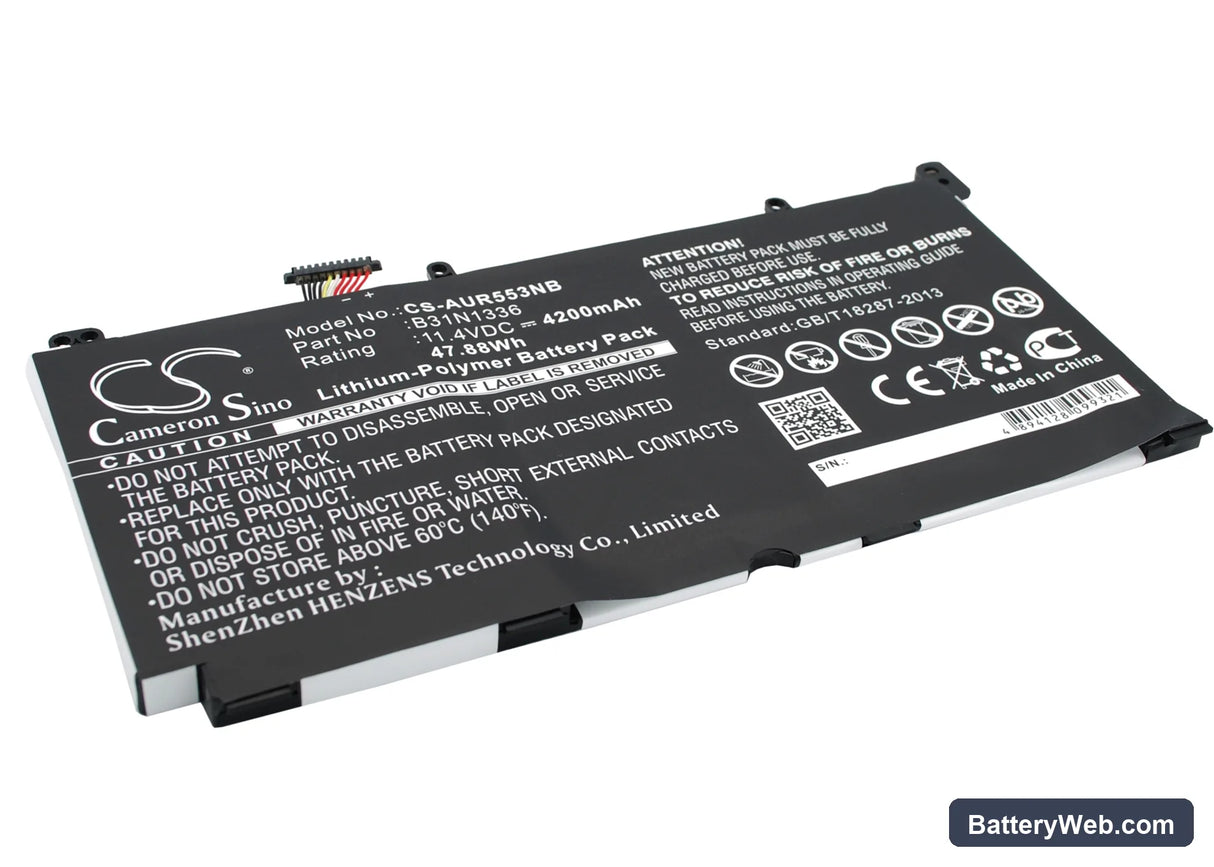 Asus R553LN Replacement Battery, 11.4V, 4200mAh, Li-Polymer 2