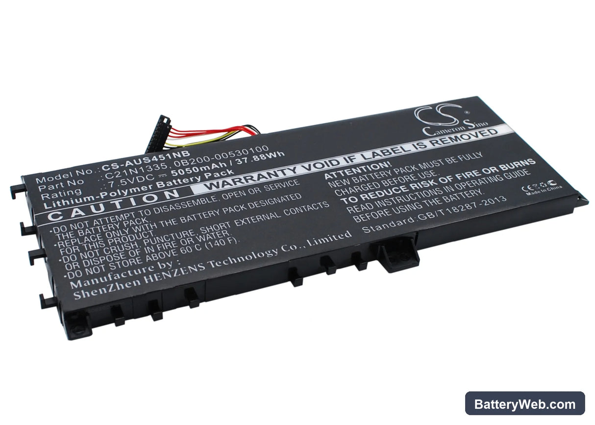Asus VivoBook S451 Replacement Battery, 7.5V, 5050mAh, Li-Polymer 2