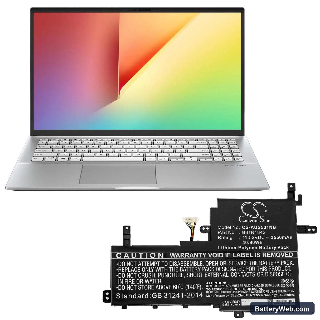 Asus VivoBook S15 S531FA-EJ003T Replacement Battery, 11.52V, 3550mAh, Li-Polymer 5