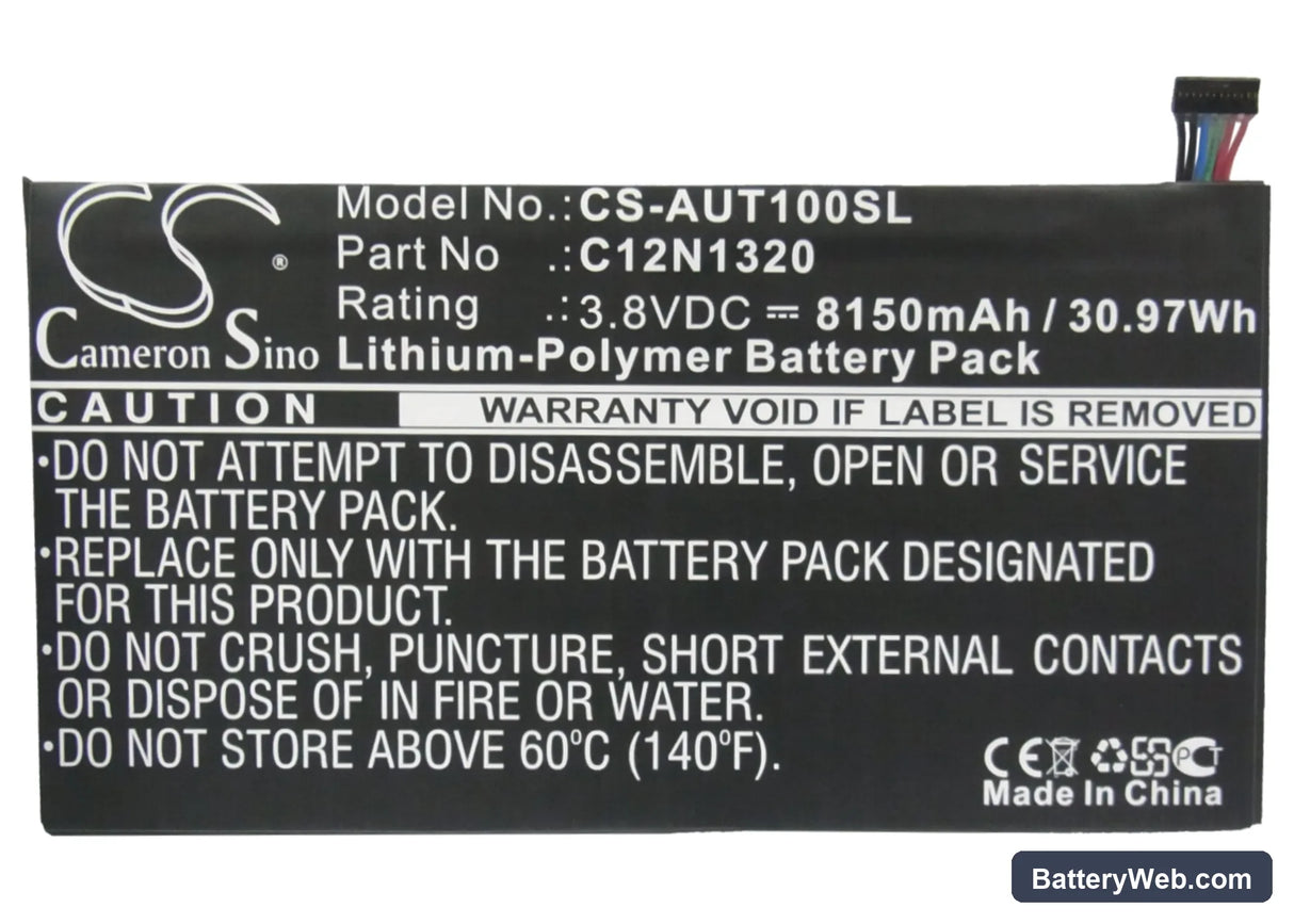 Asus Transformer Book T100 Replacement Battery, 3.8V, 8150mAh, Li-Polymer 5