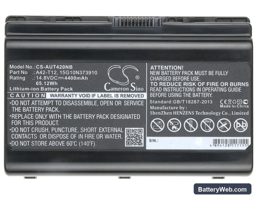 Asus T12ER Replacement Battery, 14.8V, 4400mAh, Li-ion 5
