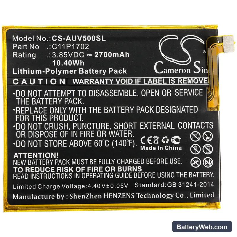 Asus ZenFone V Live Replacement Battery, 3.85V, 2700mAh, Li-Polymer 3