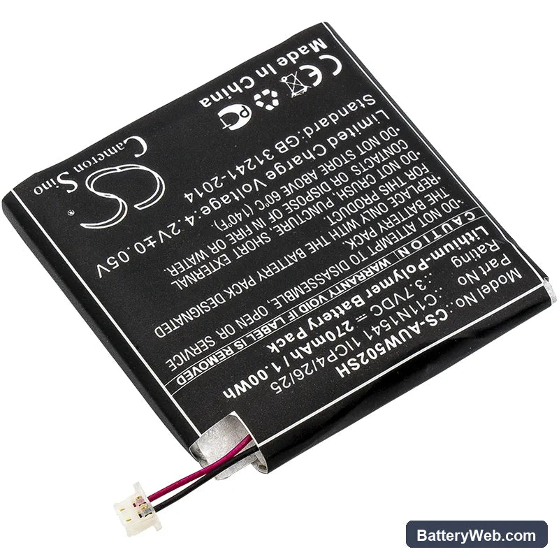 Asus ZenWatch 2 Replacement Battery, 3.7V, 270mAh, Li-Polymer 2