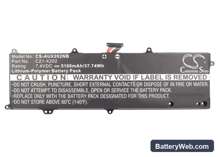 Asus VivoBook S200 Replacement Battery, 7.4V, 5100mAh, Li-Polymer 5