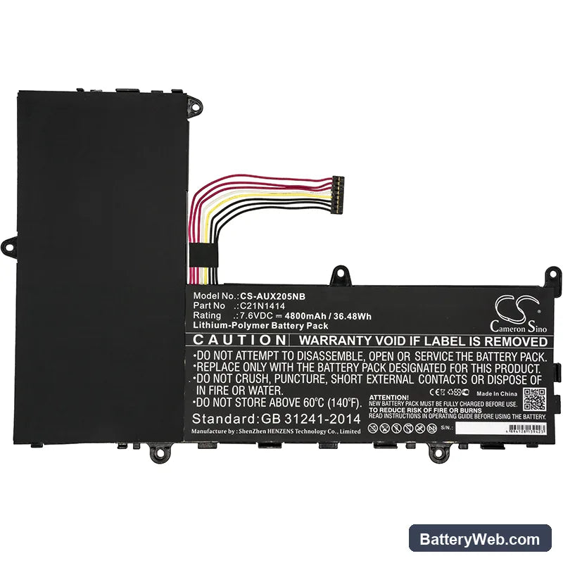 Asus EeeBook X205 Replacement Battery, 7.6V, 4800mAh, Li-Polymer 3