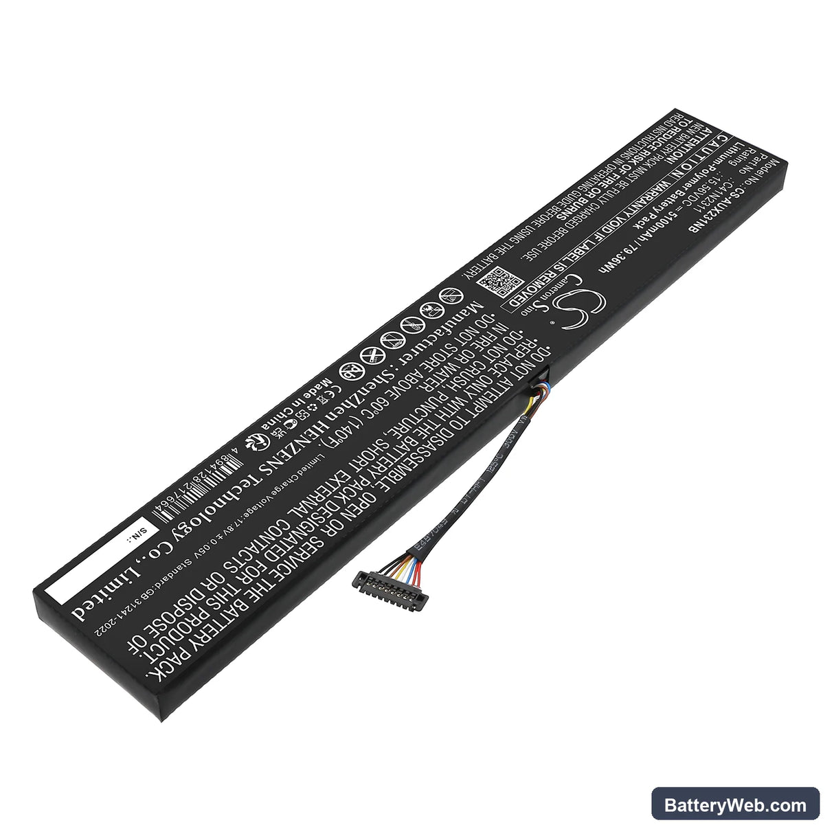 Asus RC72LA-NH002W Replacement Battery, 15.56V, 5100mAh, Li-Polymer 2