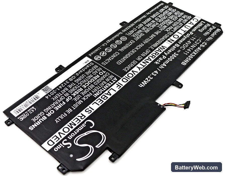 Asus U305CA6Y30 Replacement Battery, 11.4V, 3800mAh, Li-Polymer 2