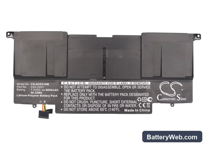 Asus UX31 Replacement Battery, 7.4V, 6800mAh, Li-Polymer 5