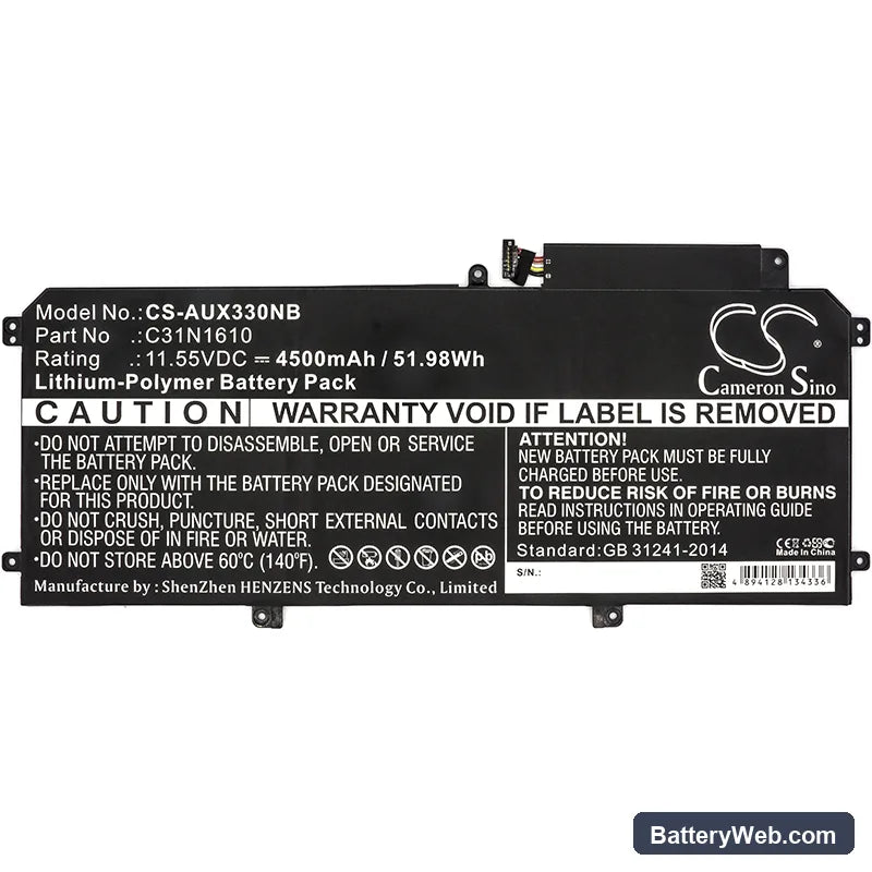 Asus Zenbook UX330 Replacement Battery, 11.55V, 4500mAh, Li-Polymer 3