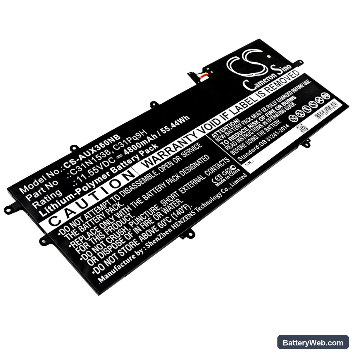 Asus UX360UA Replacement Battery, 11.55V, 4800mAh, Li-Polymer 1