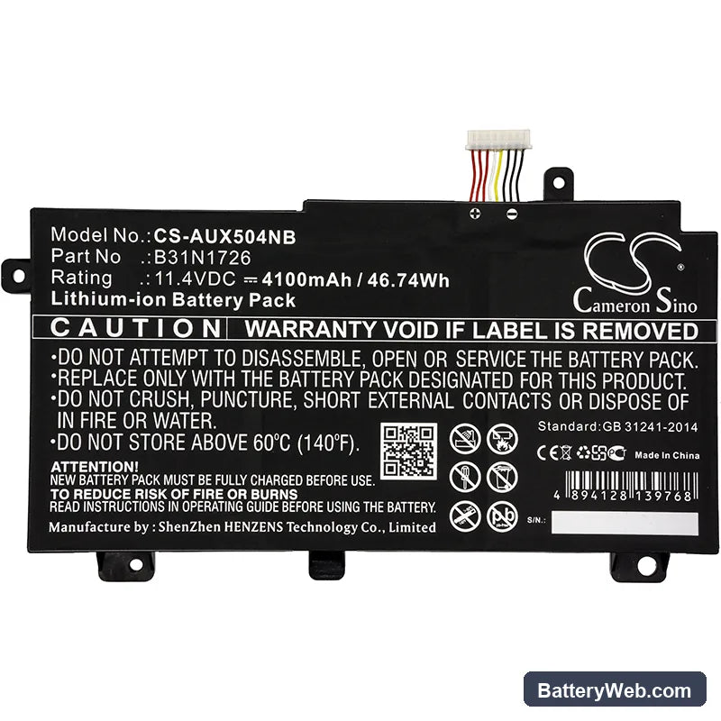 Asus FX504 Replacement Battery, 11.4V, 4100mAh, Li-ion 4