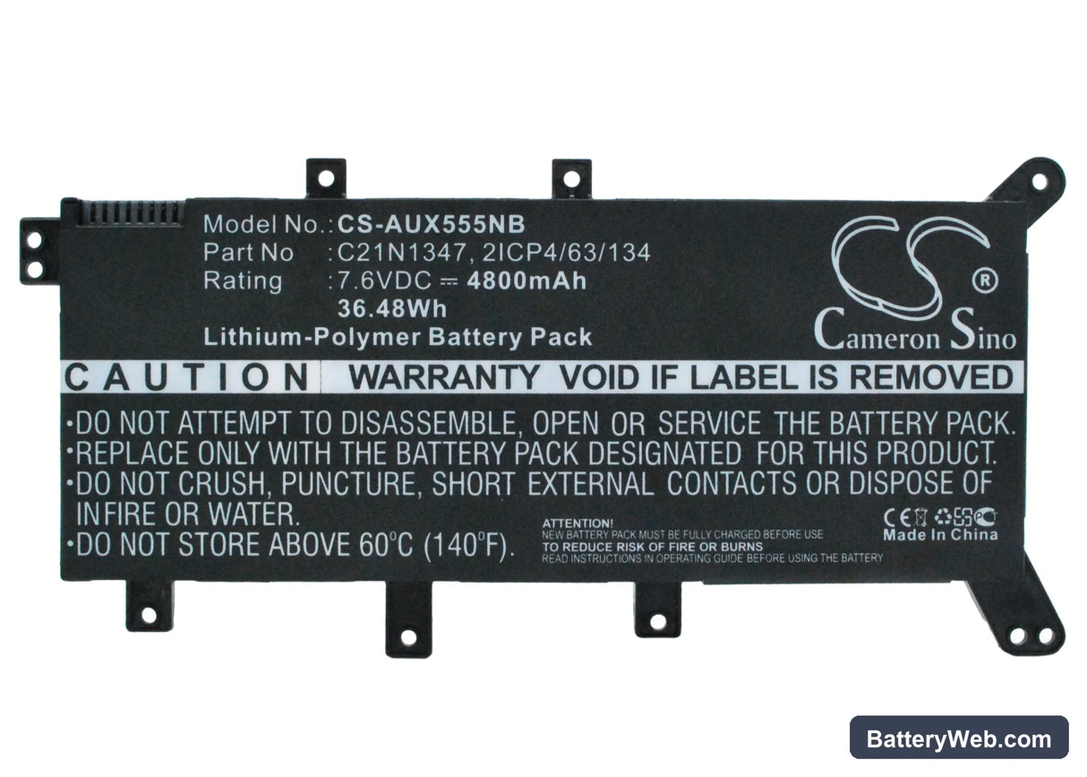 Asus X555 Replacement Battery, 7.6V, 4800mAh, Li-Polymer 5