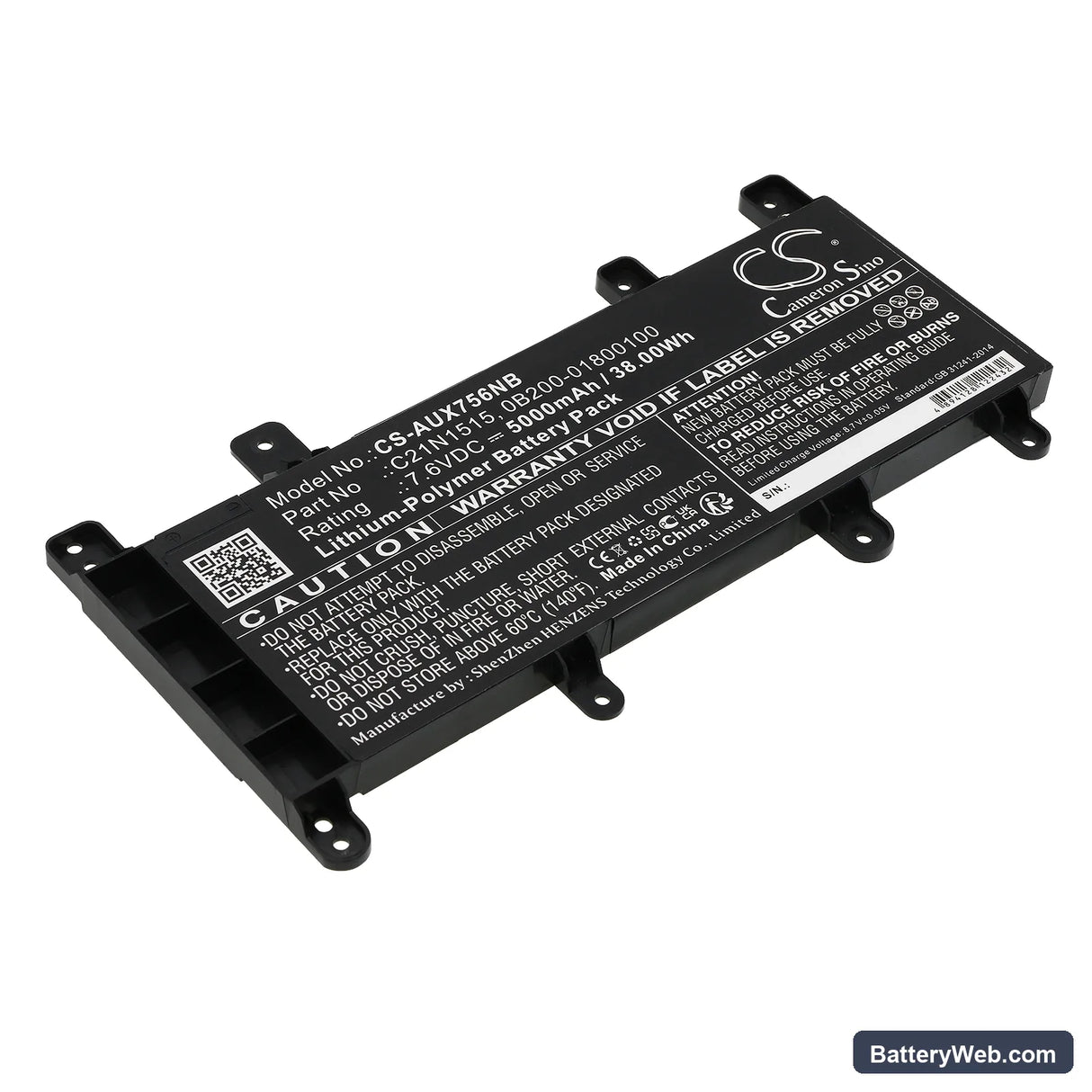 Asus X756UJ Replacement Battery, 7.6V, 5000mAh, Li-Polymer 1