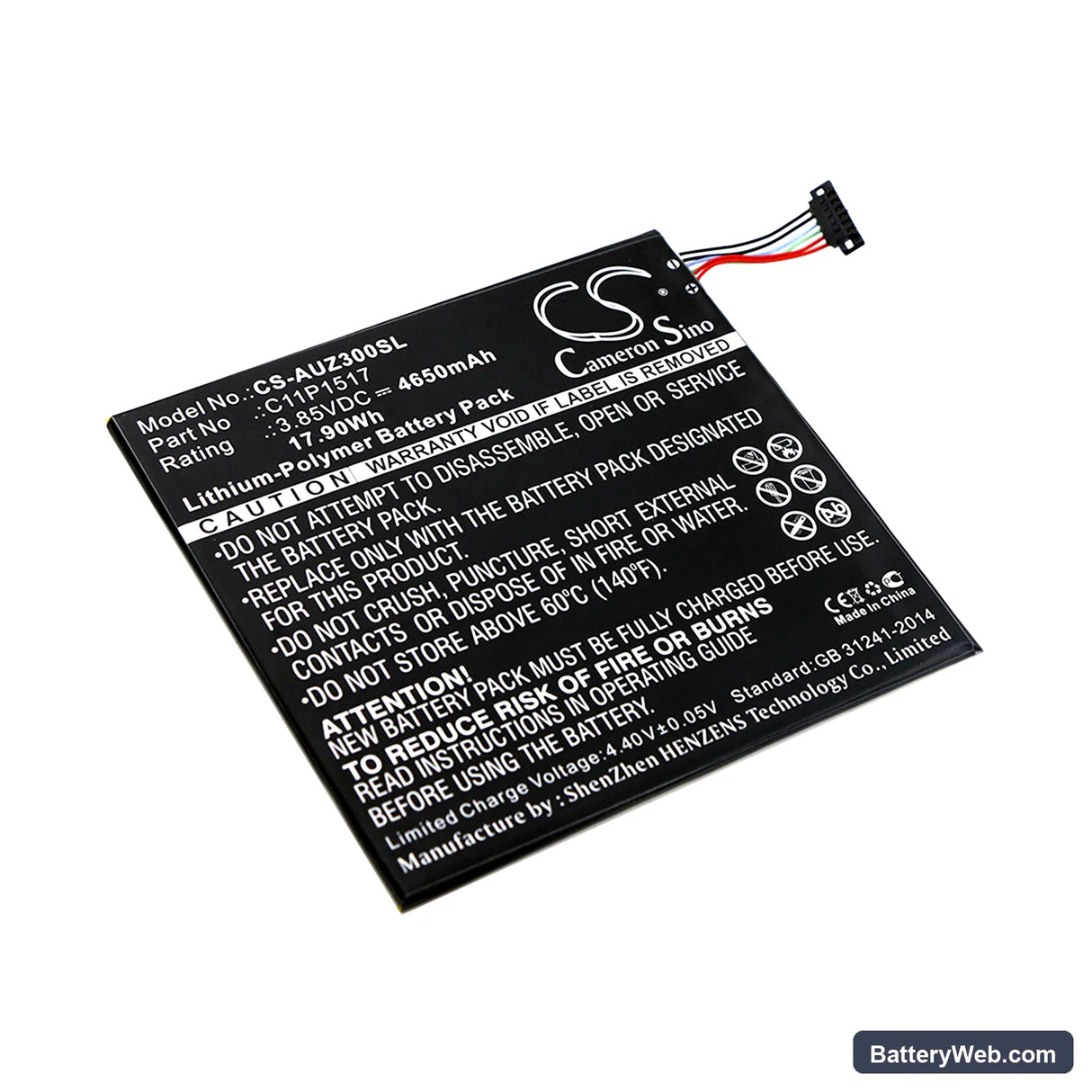 Asus ZenPad C 7.0 P01Z Replacement Battery, 3.85V, 4650mAh, Li-Polymer 1