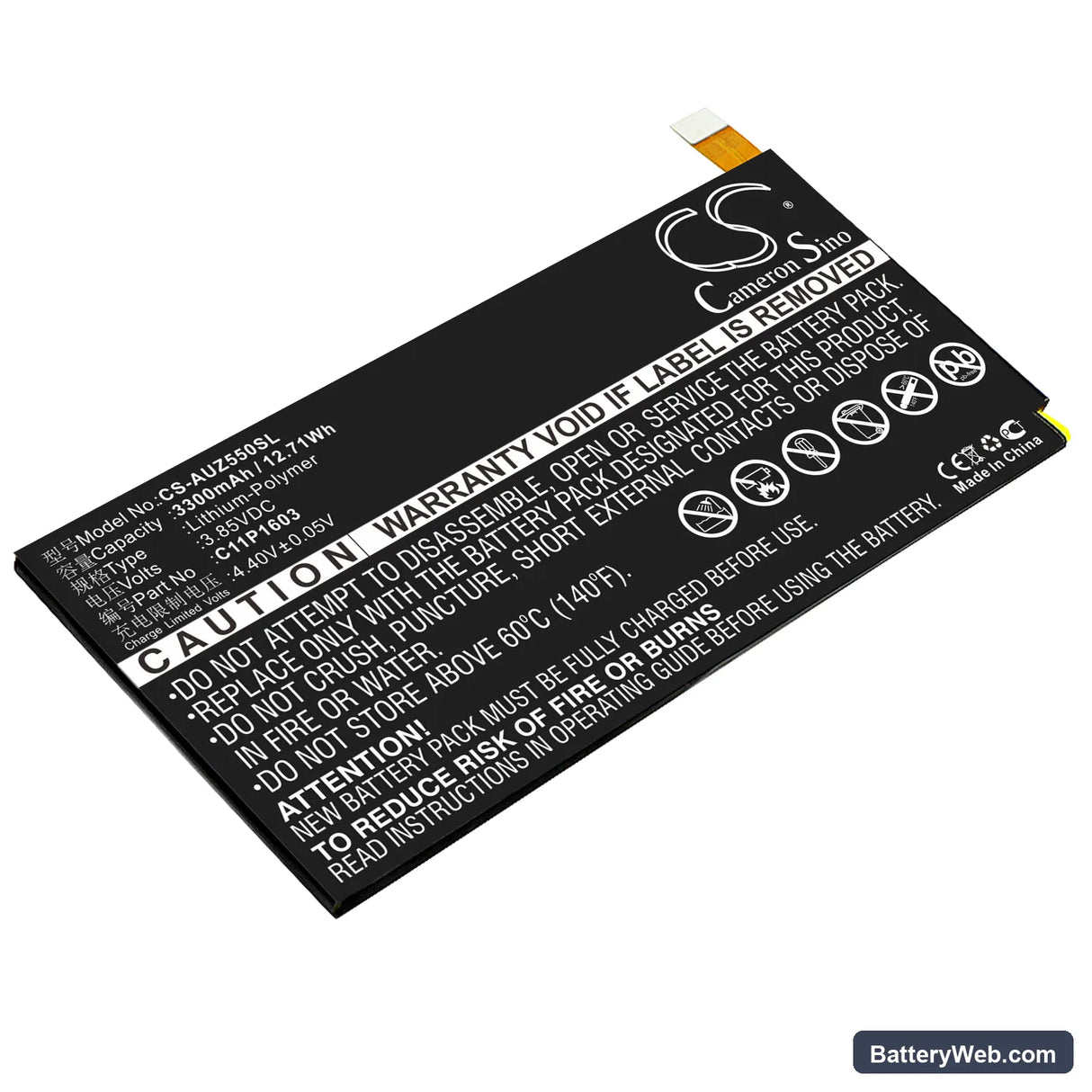 Asus ZenFone 3 Deluxe 5.5 Replacement Battery, 3.85V, 3300mAh, Li-Polymer 1
