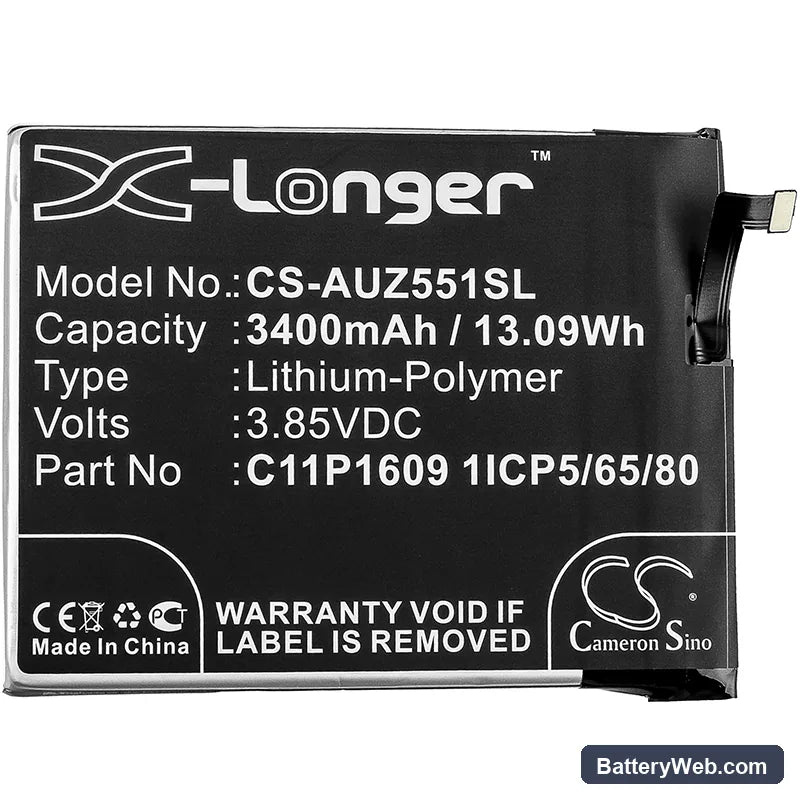 Asus Zenfone 3 Max 5.5 Replacement Battery, 3.85V, 3400mAh, Li-Polymer 3